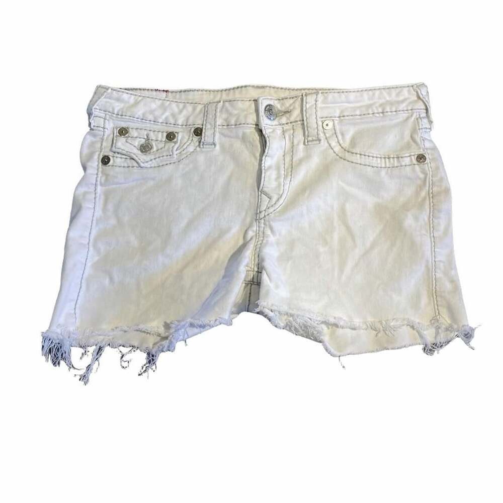True Religion Cut Off Denim Shorts Size 31 White